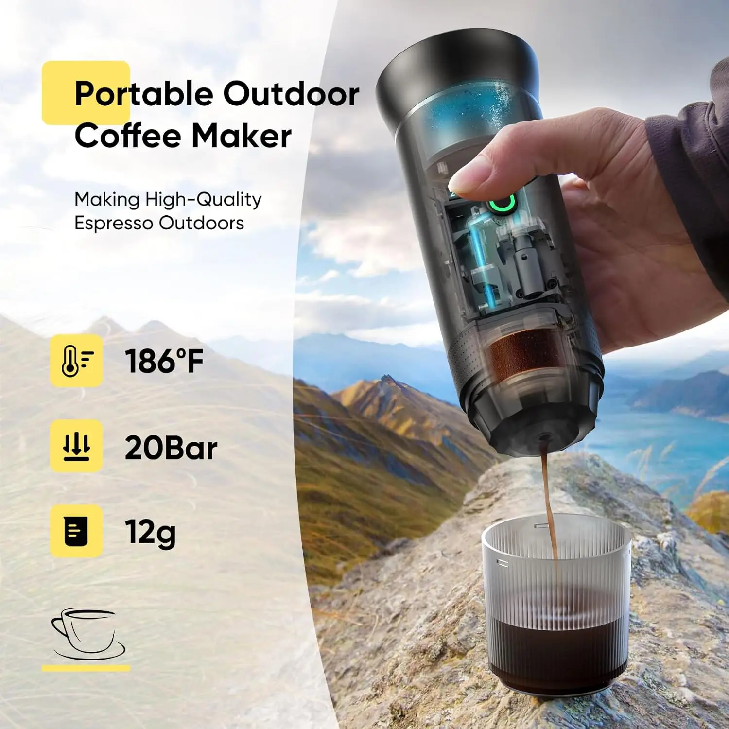Portable Coffee Maker 20bar Heat Water Espresso Machine USBPortable Coffee  Maker Coffee Powder Small Big Capsule Espresso Maker