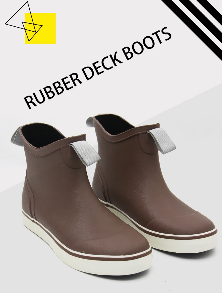 Oem Logo Short Wellies Women Rubber Deck Shoes Fishing Gumboots Waterproof Rain Boots For Men