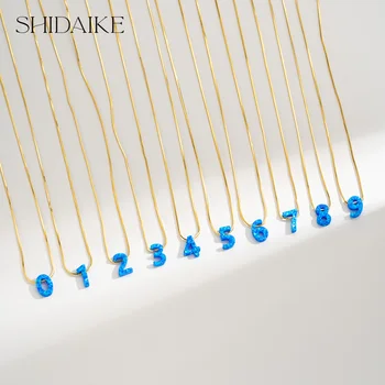 Elegant 18K Gold Plated Sterling Silver Arabic Numeral Necklace with Fine Opal Chains Girls' Wedding Gift