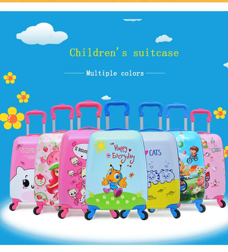 Customized 18 Inch Cartoon Universal Wheel Trolley Case For Children's