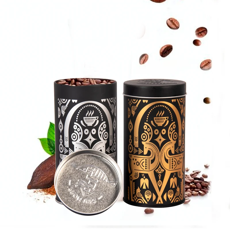 Собственная фабрика, изготовленная на заказ, усовершенствованная банка для круглого чая, металлическая коробка для кофе, 500 мл, банка для кофе, 100 мл