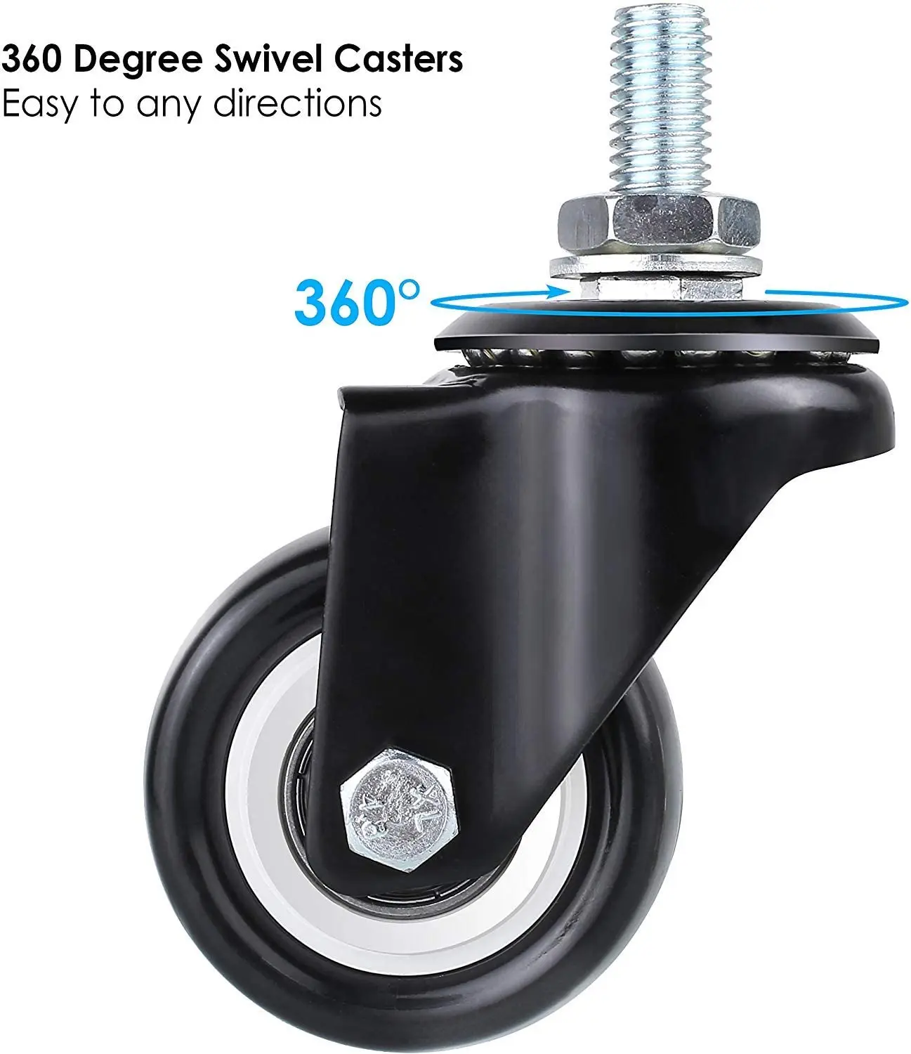 2 Inch Threaded Stem Caster PU Wheel with Brake Wheels for Shopping Cart Tools Cabinet Workbench Workbench Furniture