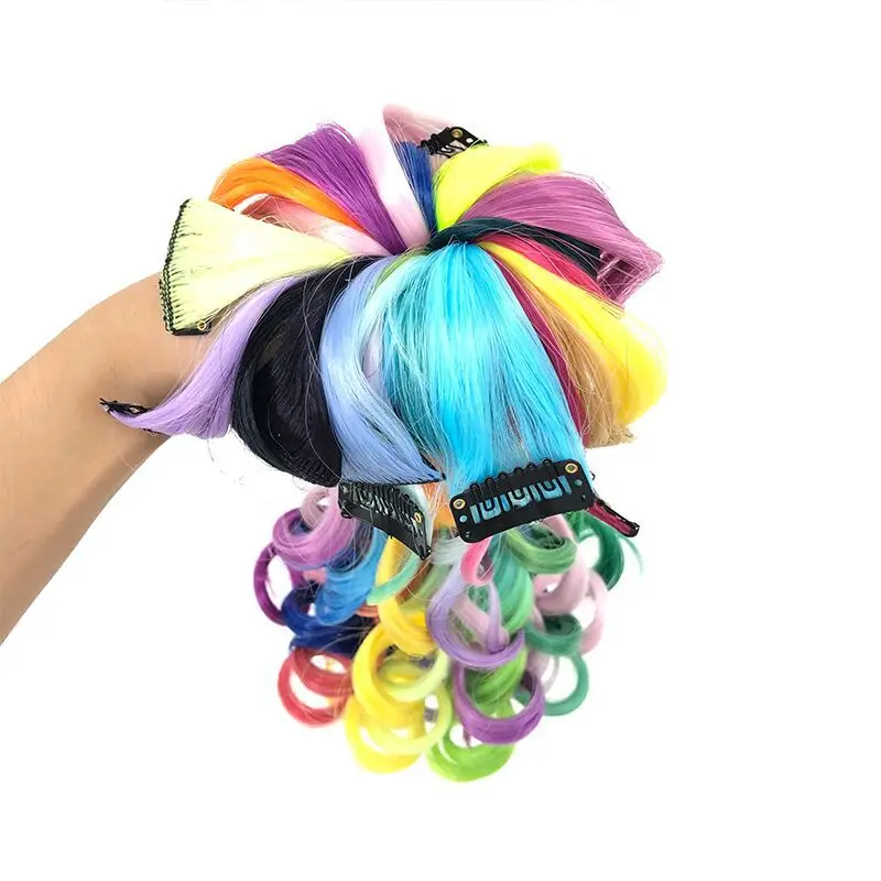 Модный популярный цвет градиент бесшовный один зажим вьющиеся длинные высокотемпературные волосы для