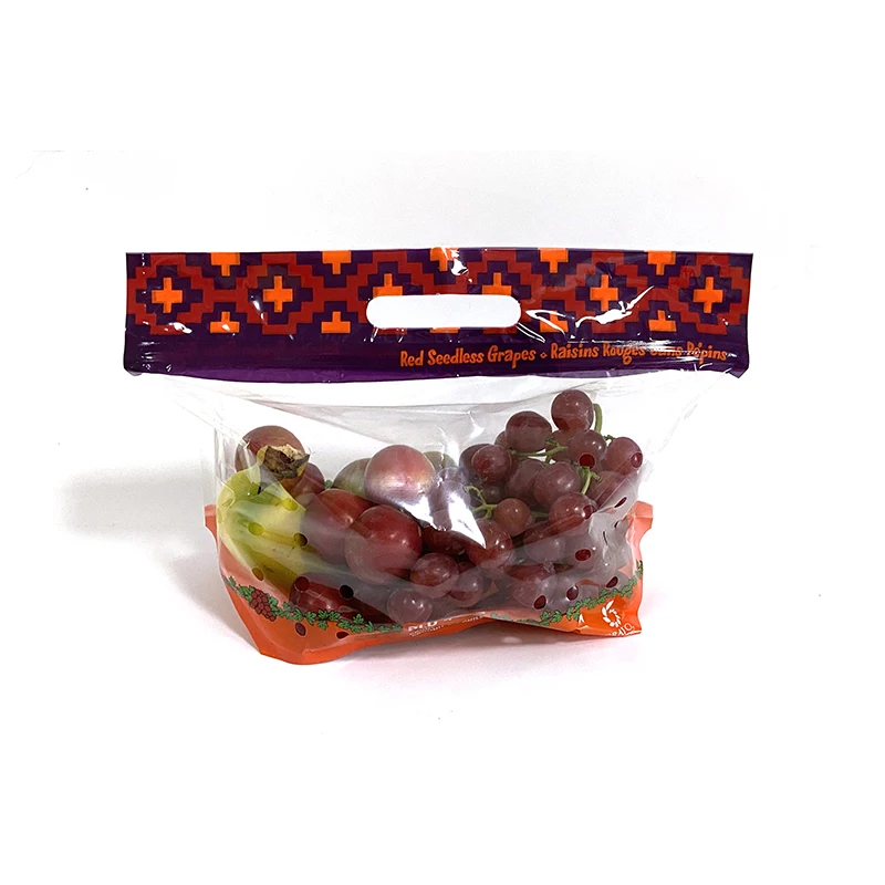 Accept Custom Plastic Fruit Grape Fresh-keeping Packaging Bag Plastic pp Pe Fresh Grapes Ziplock Packaging Bag with air Holes