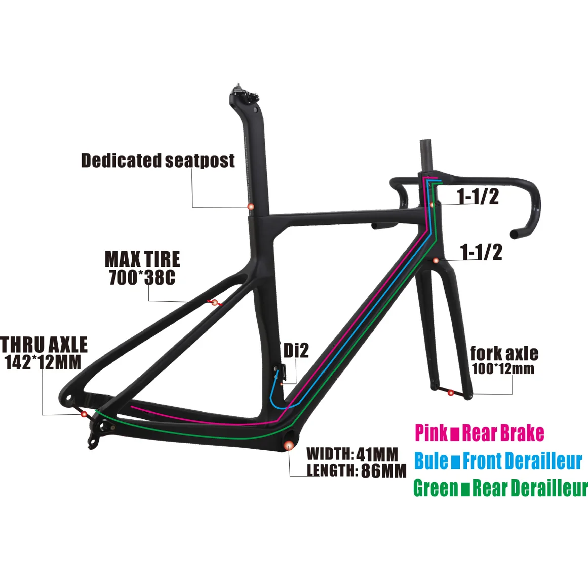 新しい自転車カーボンフレームオールインナーケーブルバイク超軽量