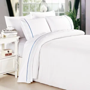 KOSMOS China Designer Plain Color 100% Cotton Embroidery Lace Bed Sheet Set