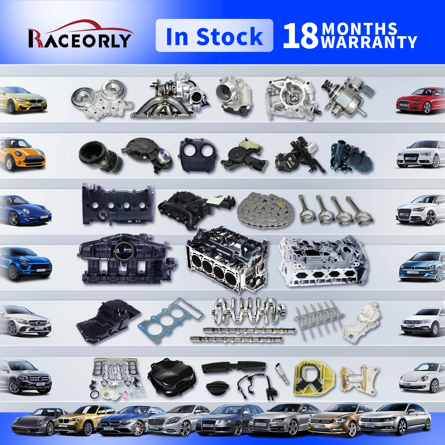 Raceorly Hot Sale Car Spare Parts Auto For Audi Vw Benz Bmw Caab Bpj
