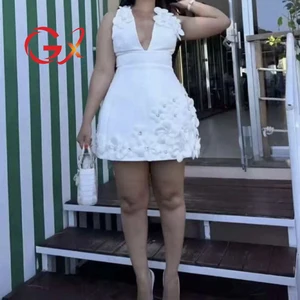 GX51130 Luxury Quality Women Clothing Boutique New Sexy Sleeveless Diamond 3D Floral Party Dress Bandage Evening Mini Dresses