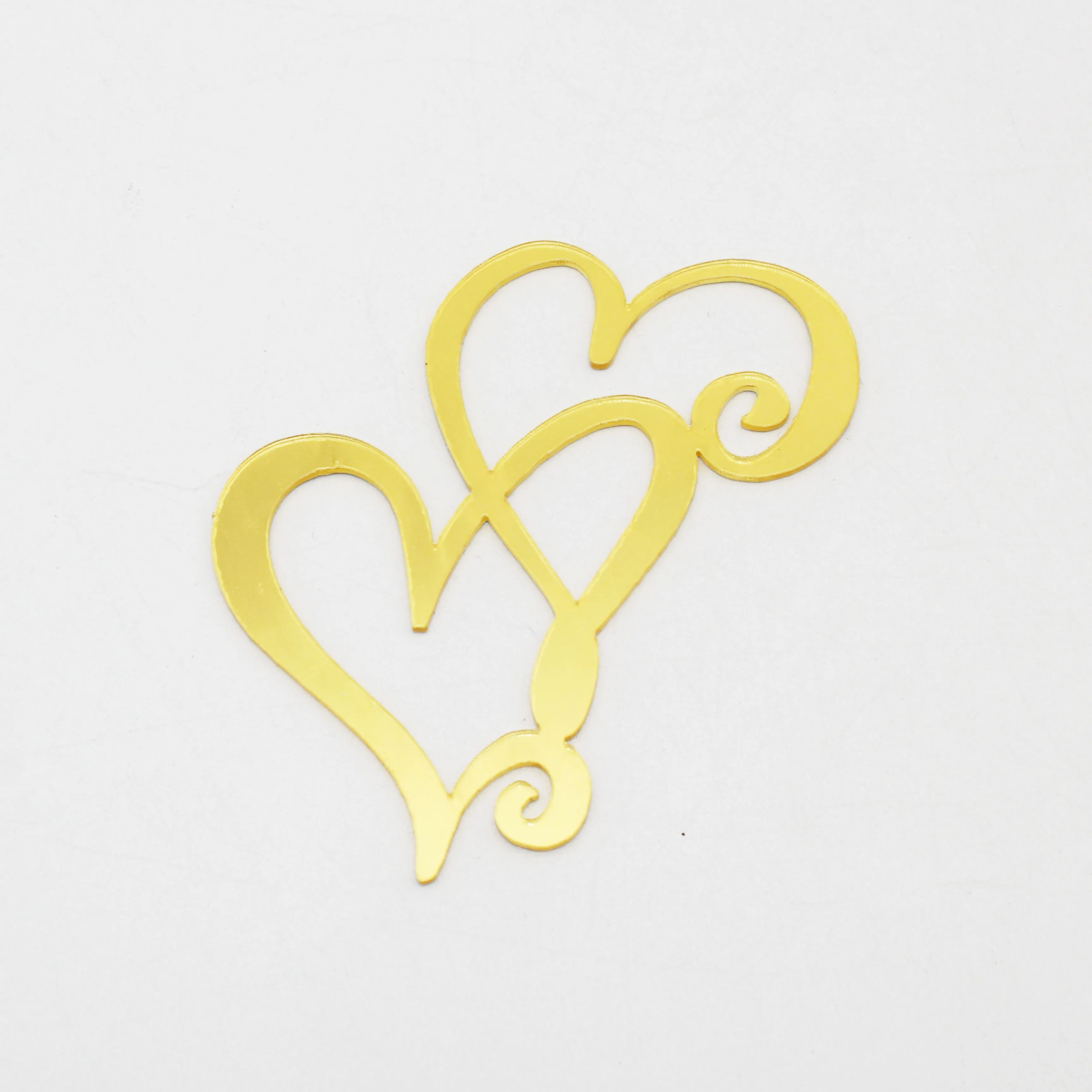 Ychon Custom Cake Topper Gold Heart Shape Acrylic Cake Topper Valentine's Day love Acrylic Cupcake Toppers Decoration