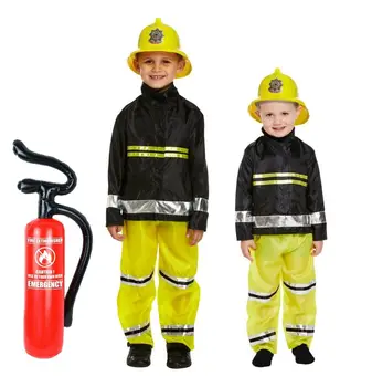 Brave Boys FIREMAN FANCY DRESS COSTUME for Kids Fire Fighter Uniform Kids Child Costume