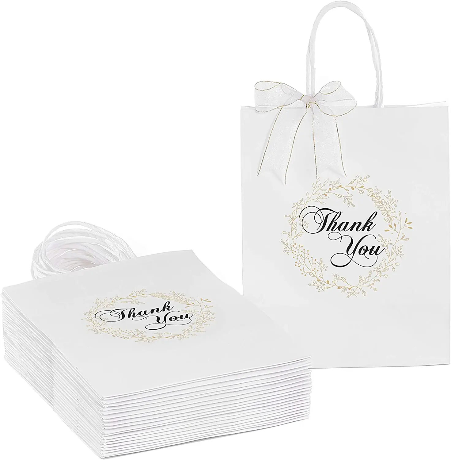 24 Pcs Thank You Wedding Gift Bags Bulk Wedding Paper Gift Bag with Handles  Thank You Paper Bags Wedding Welcome Bags Wedding Favor Bags for Guests
