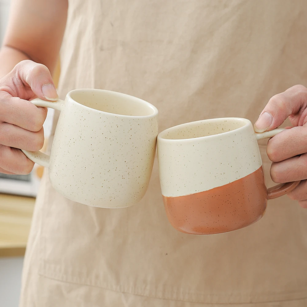 Hot Sale Ins Style Ceramic Coffee Mug Custom Color Speckled Sesame Glaze Stoneware Mug Fine Porcelain Cup Mugs