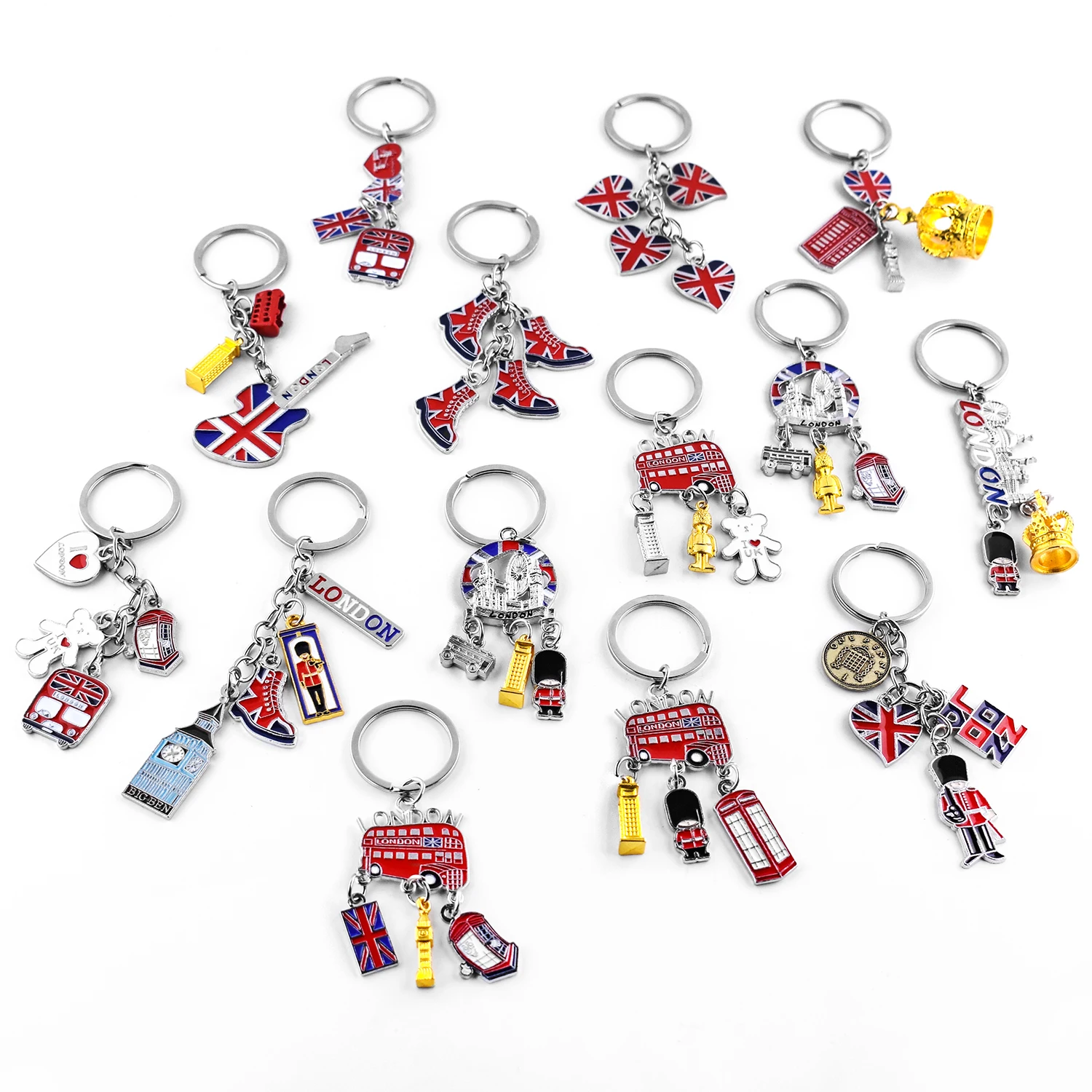 New Style Popular Customize High Quality London Shapes Patterns Keyring With Promotional Gift Souvenir Metal Keychain Key Chain
