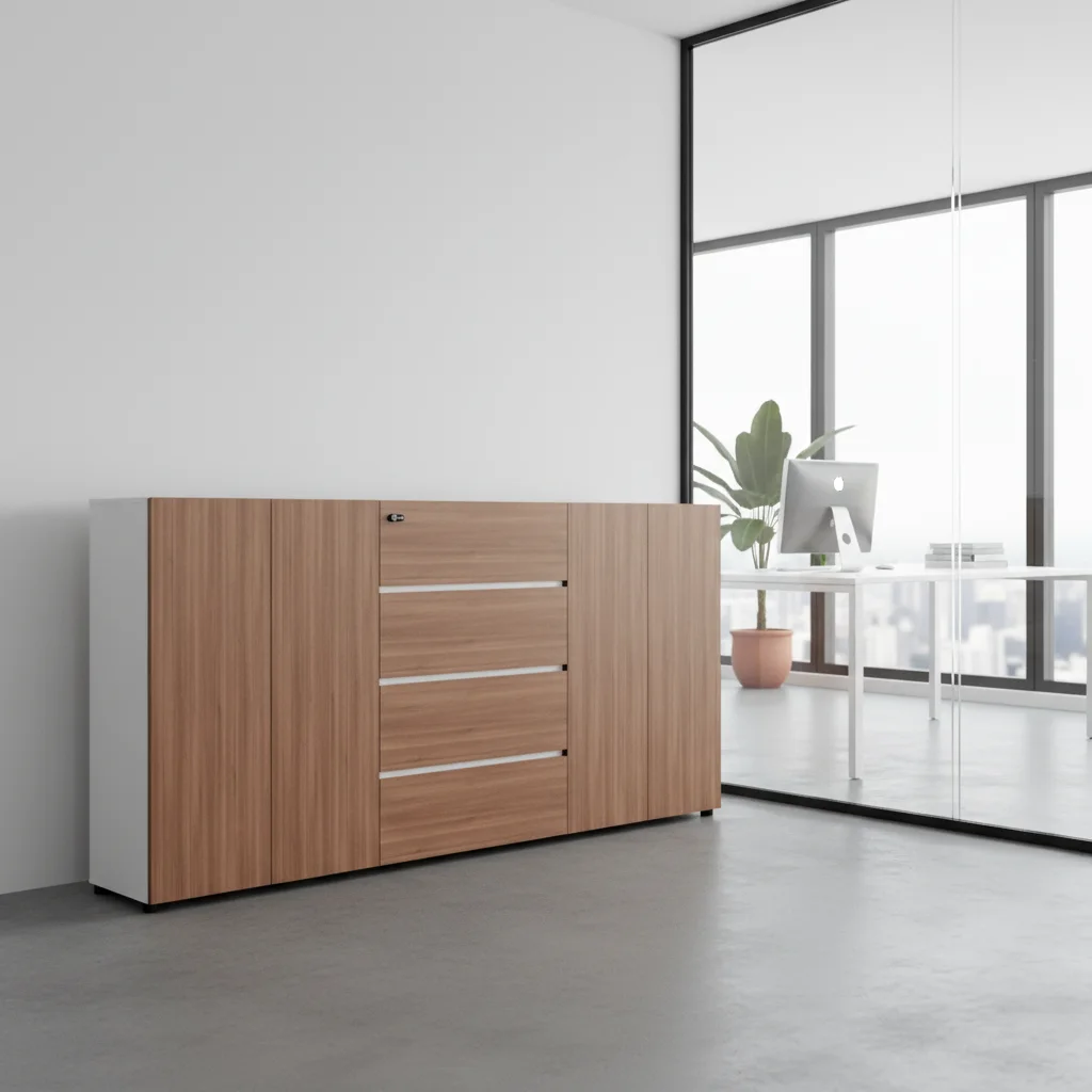 Large Capacity Lockable Solid Wood Frame Professional Filing Cabinet for Home Office and Bedroom Modern Furniture 5