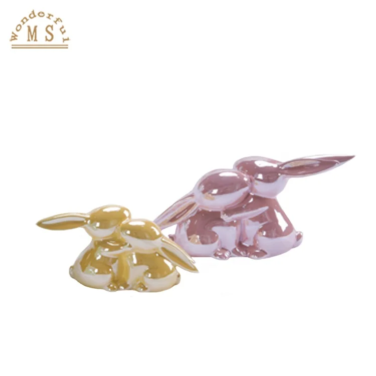 small tabletop decoration porcelain rabbit figurine shiny glazed cute size and design bunny ornament for everyday and the Easter