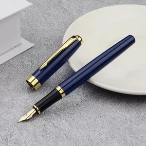 Factory Popular Classic Brand Custom Logo Personalized High Quality Luxury Blue Metal Fountain Pen Calligraphy Pen