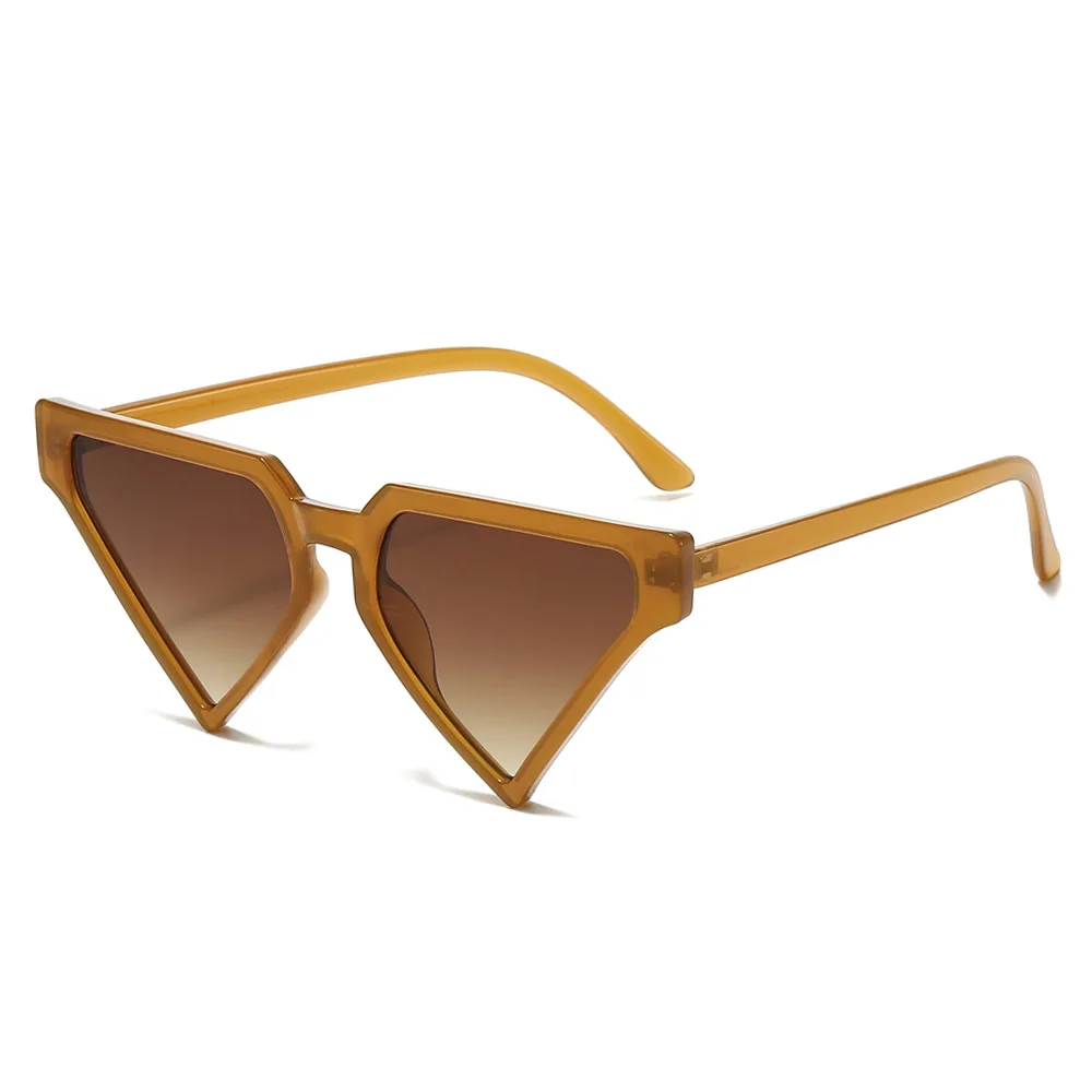 Trendy rectangle triangle Sunglasses caramel Amazon.com: kachawoo Triangle Sunglasses Men Vintage Metal  main image 2