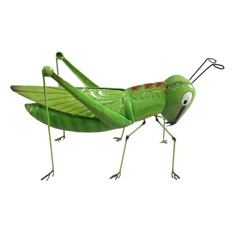  Grasshopper Metal Cute Locust Statues for Outdoor Patio Lawn green