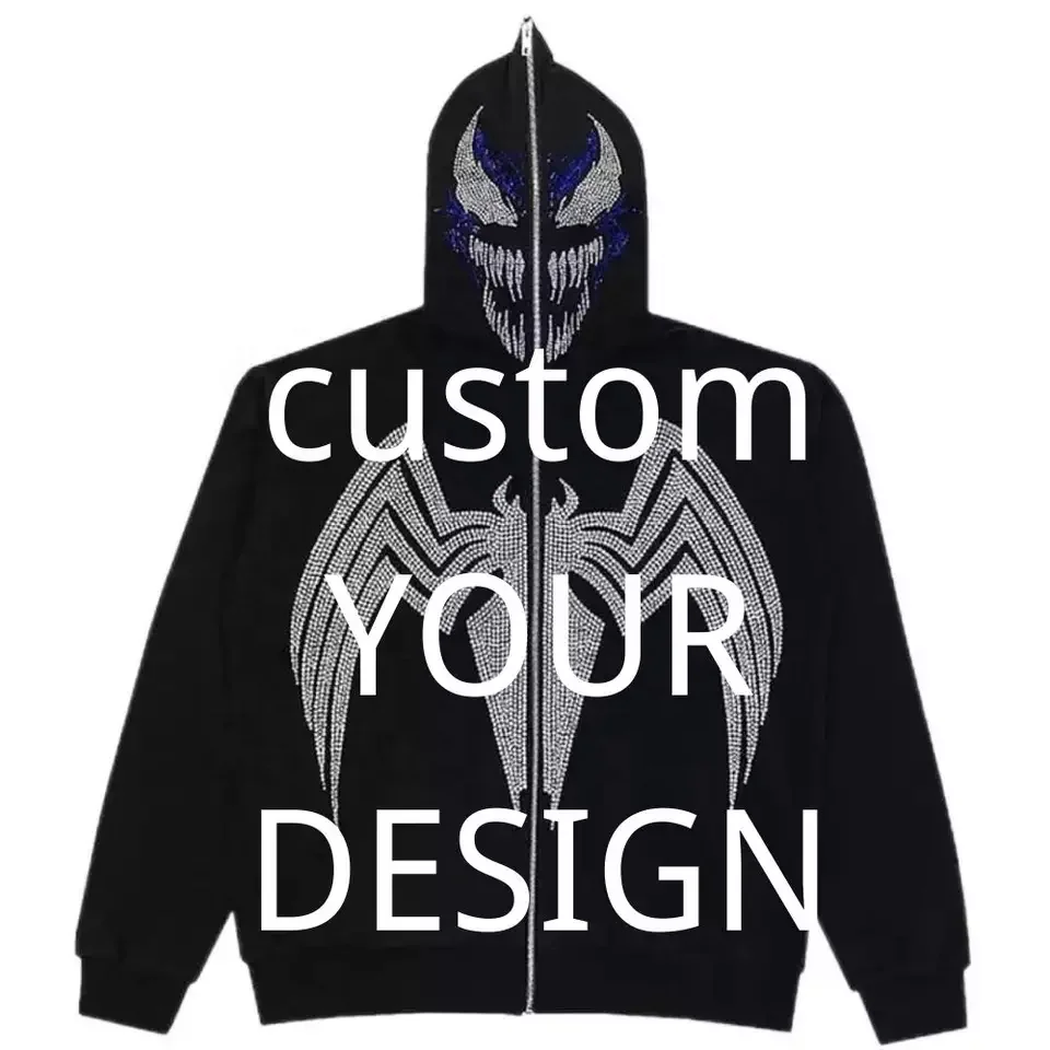 ♦STONE ♦パーカー・フーディ☆正規品☆ Hinestone Hoodieパターン上のカスタムSparkle Bling Rhinestone