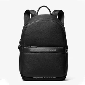 Custom Logo Fashion Pebble Leather Mens Zip Laptop Business Backpack Waterproof Bag Pack for Men