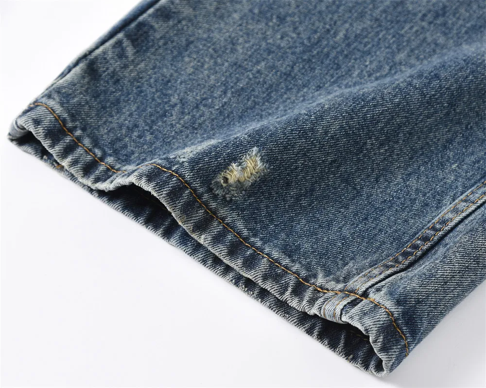 Clothing Manufacturers Punk Ripped Dirty Custom Denim Wide Leg Pants Baggy Jeans Man Men's Jeans Men