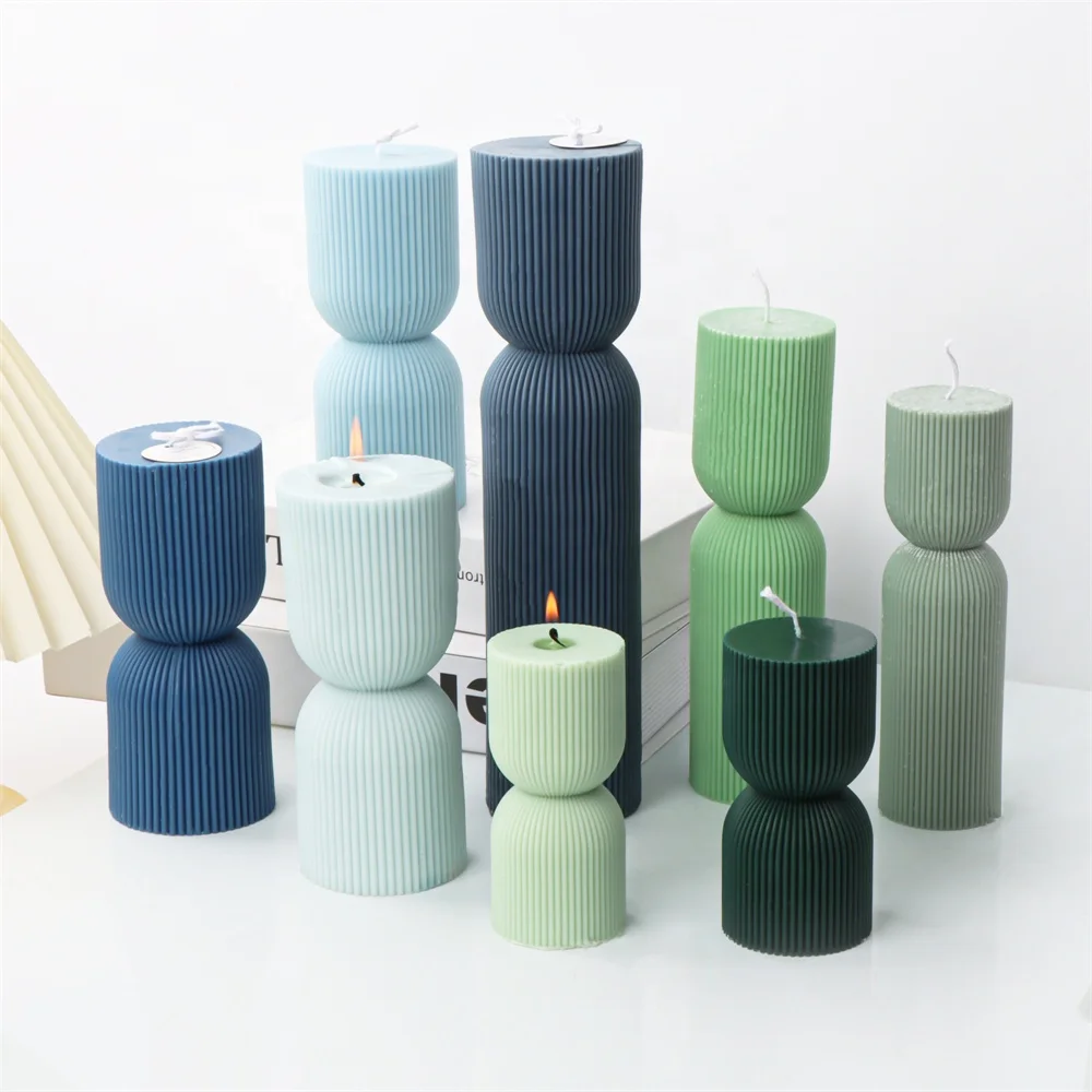 Cylindrical Tall Pillar Candle Molds Aesthetic Twist Silicone Mold