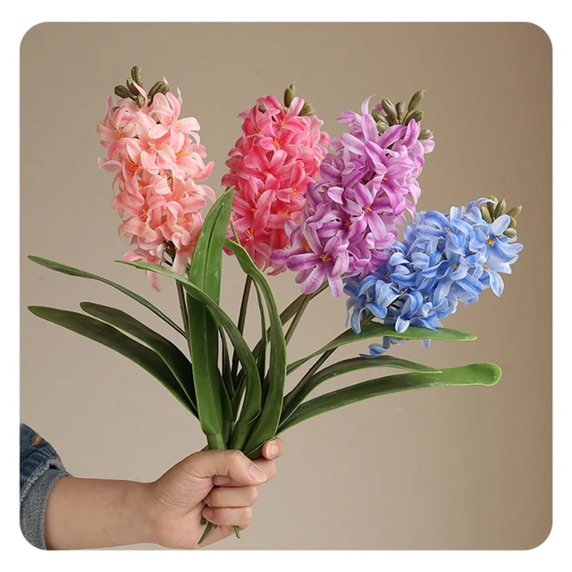 Artificial Delphinium Real Touch Flower 42cm Short Stem with Leaves Props Artificial Delphinium Flowers for Party Table Decor