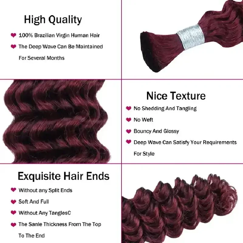 Deep Wave Echthaar Braiding Extensions Remy Haar Bündel_voghion.com