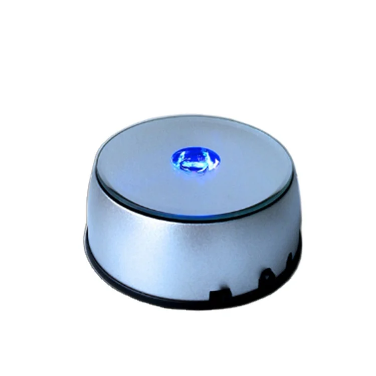 Rotating Display Stand with LED Light Colorful Spinning Base Turner Platform for Tumbler Cup Bowl Crystal Photo Cube Glass Art