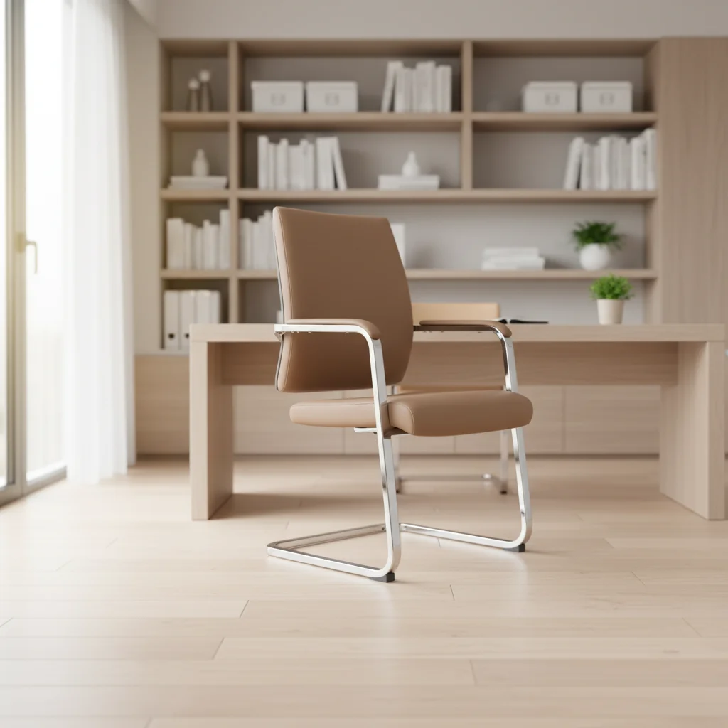 Modern Ergonomic Adjustable Height Executive Frame PVC Leather Task Chair 6