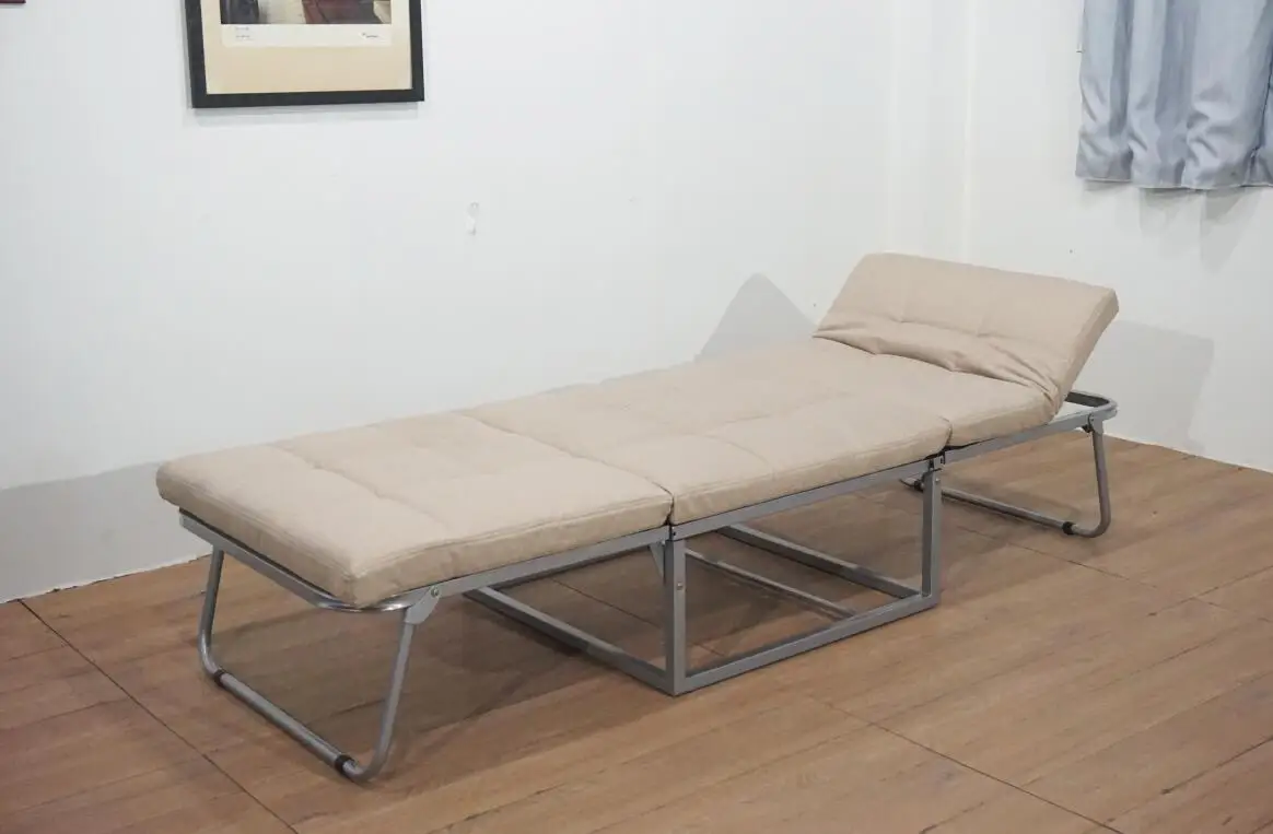 Space Saving Three Folded High Quality Metal Structure Single Ottoman