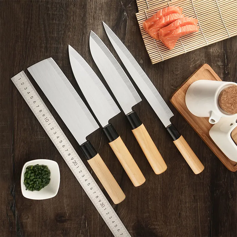 Хит продаж 9 дюймов один скос Sharp из нержавеющей стали с деревянной ручкой для кухни для японских суши лососевых рыб филетировочная сашими нож