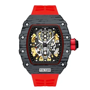New Network Red Hollow Fully Automatic Mechanical Men's Wristwatch Carbon Fiber Skeleton Automatic Watch