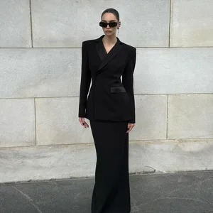 Fall Fashion Clothing Long Sleeve Coat Women Skirts Two Pieces Sets