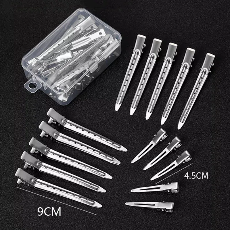 8.5cm Size Metal Hair Clips Silver Alligator With Holes for Salon