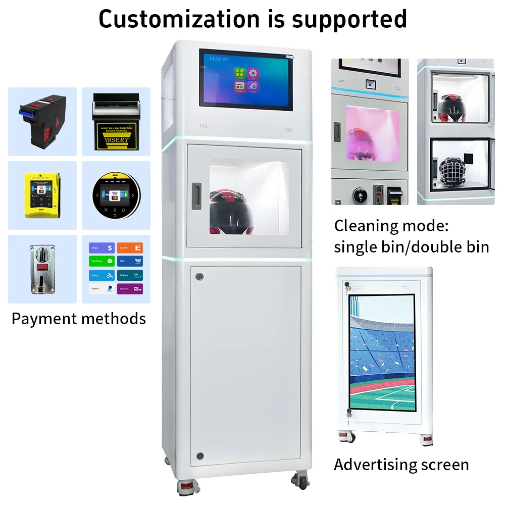 Комерсиална двойна машина за почистване на шлемове с фабрична персонализация от UPUS – машина за пране и сушене на шлемове, почистваща машина