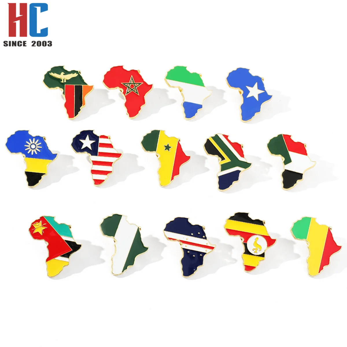 20 Years  Factory Stock Metal Map Brooch Africa Map Enamel Lapel Pin Nigeria Flag Pin Metal Badge Craft Gift