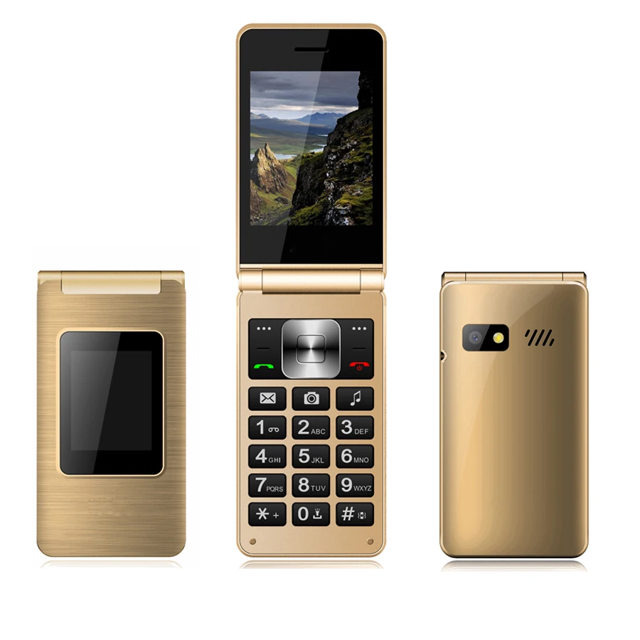 2G/4G Optional Keypad Flip Phone with 2.8 Inch Big Screen Dual SIM FM Torch Dual Screen GSM /LTE Mobile Phone