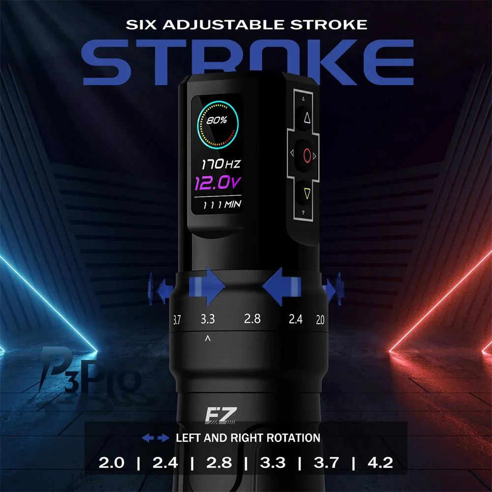 EZ Tattoo P3 Pro Matte Grip Adjustable Stroke Length Permanent Wireless Tattoo Pen Machine with Bluetooth Connection