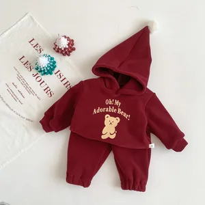 Children's Casual Clothing New Cubs Baby Boys Girls Winter Warm Hooded Sweater Coat Velvet Breathable Jacket Christmas