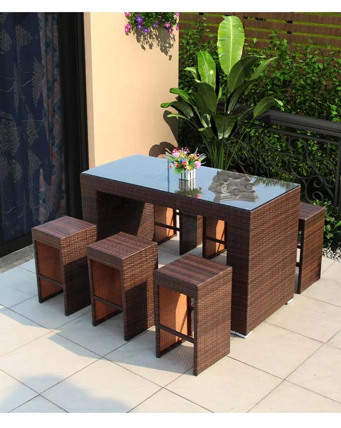 High Quality Rattan Outdoor Bar Stools Outdoor Furniture Garden Sets
