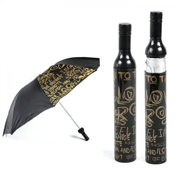 Silver Coated Fashion Shape Personalized Customized Gift Advertising Wine Bottle Umbrella