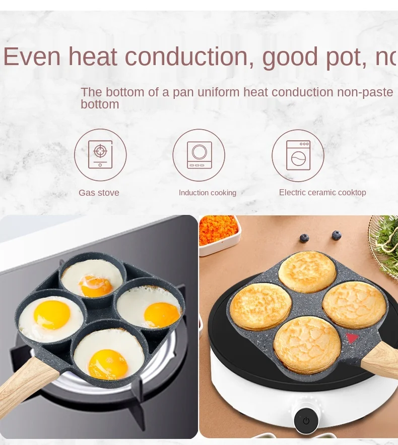 4 Section Nonstick Egg Frying Pan Frying Grill Pan Pancake Omelette Pan Aluminium Alloy Fried