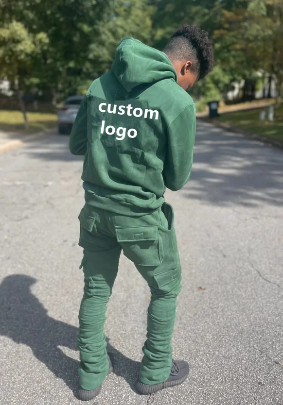 New Design Custom Street Wear Embroidery Stacked Custom Cargo Pants And ...