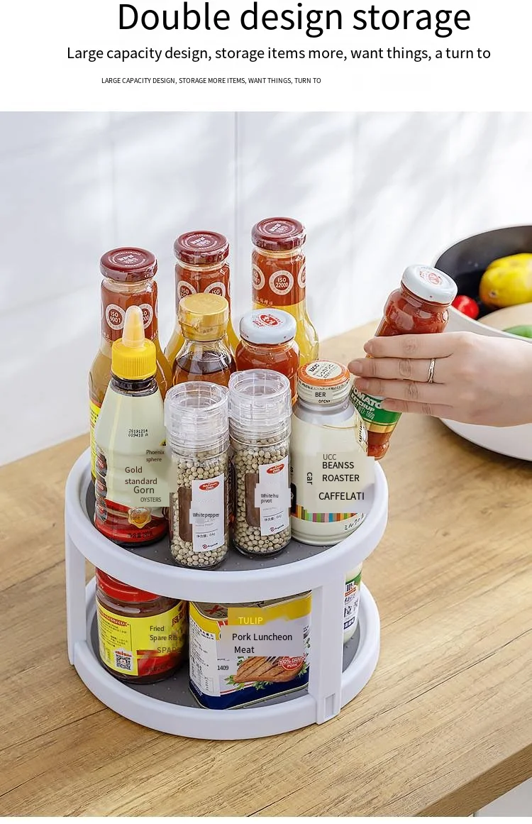 Kitchen rotating seasoning rack seasoning oil salt sauce vinegar round multifunctional organizing storage rack manufacture