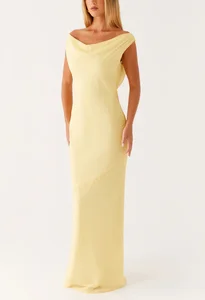 Custom High Quality Elegant Backless Maxi Shoulder Cowl Neck Sexy Fashion Spring Summer Plain Dyed Natural Waist Ladies Clothes