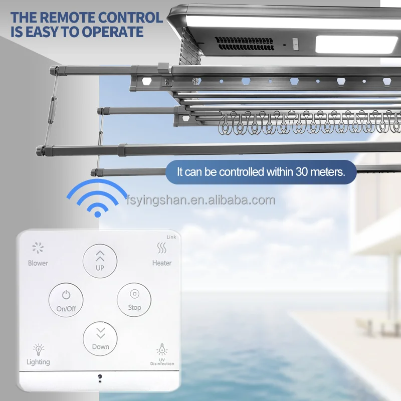 Smart Electric Automatic Aluminum Ceiling Clothes Dryer Rack  Balcony Garment Laundry Supplies