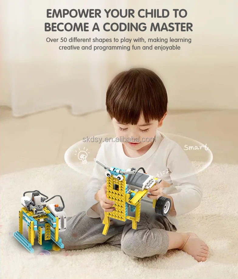 New STEM DIY Programming Robot Kit 50 in 1 Science Education Electronic Toy Compatible with WeDo 2.0 Robot Theme