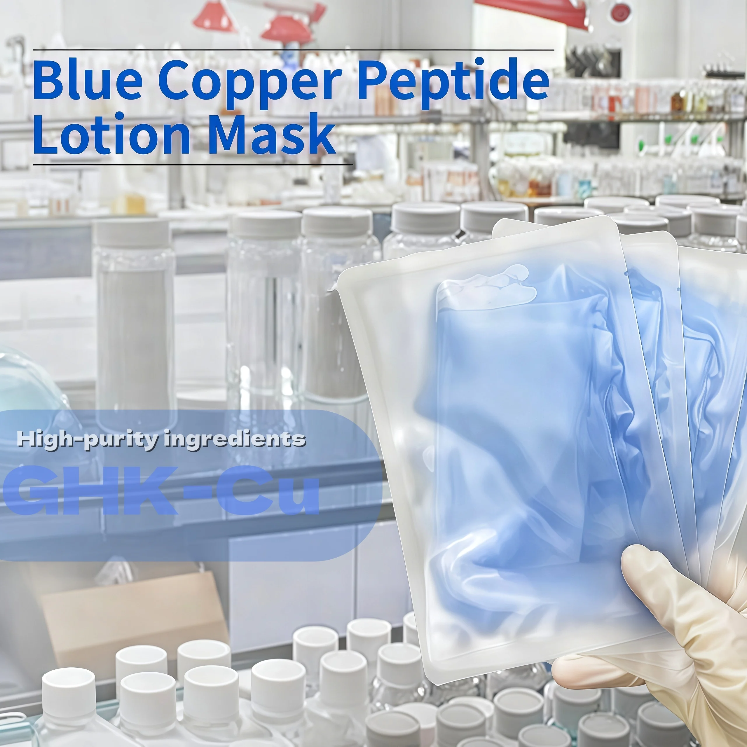 Ghk-cu Peptide De Cuivre Post Surgery Skin Repair Face Mask with Blue Tri  Copper Tripeptide-1 Peptide Ghk-cu Skincare Sheet Mask