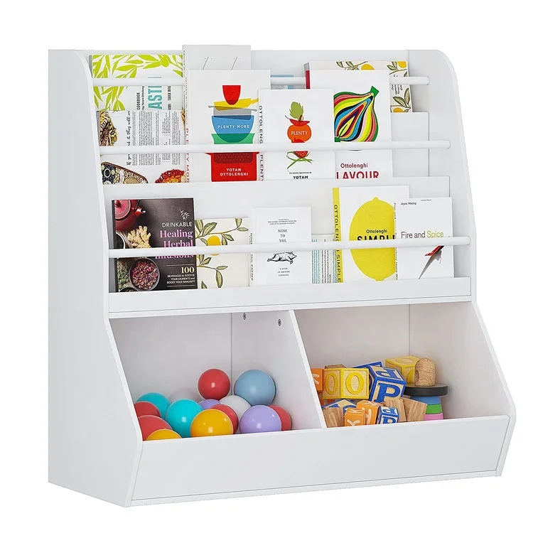 Kids Wholesale Modern White Wood Bookshelf And Toy Storage For
